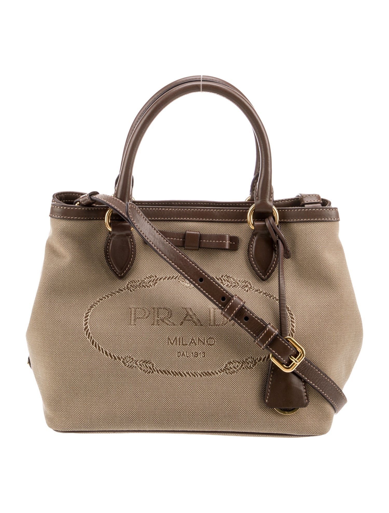 Prada Enameled Metal Triangle Top Handle Bag